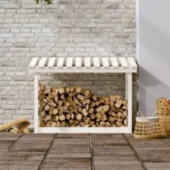 822443 vidaXL Vedhållare Vit 108x64,5x78 cm Furu