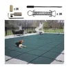 18 x 38 fot poolskydd med kompletta tillbehör för 16 x 36 fot pool, höghållfast PP-material, utmärkt permeabilitet, lätt att montera