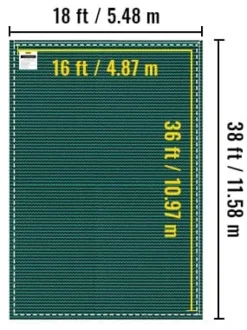 18 x 38 fot poolskydd med kompletta tillbehör för 16 x 36 fot pool, höghållfast PP-material, utmärkt permeabilitet, lätt att montera