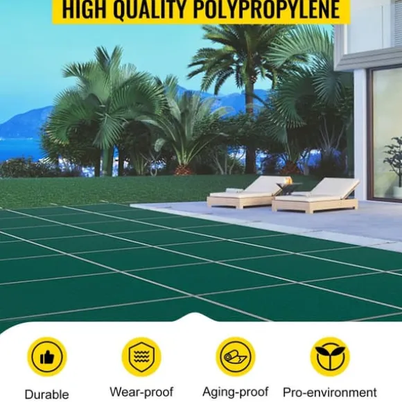 18 x 38 fot poolskydd med kompletta tillbehör för 16 x 36 fot pool, höghållfast PP-material, utmärkt permeabilitet, lätt att montera