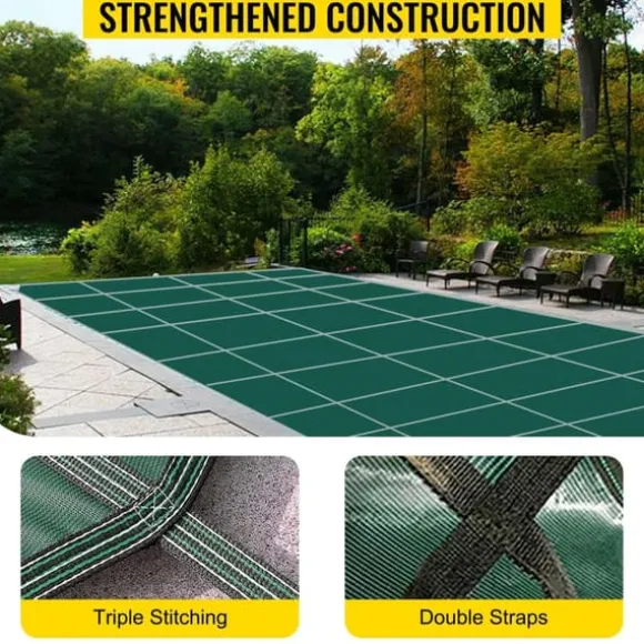 18 x 38 fot poolskydd med kompletta tillbehör för 16 x 36 fot pool, höghållfast PP-material, utmärkt permeabilitet, lätt att montera