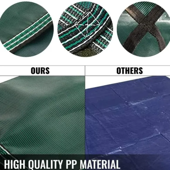 18 x 38 fot poolskydd med kompletta tillbehör för 16 x 36 fot pool, höghållfast PP-material, utmärkt permeabilitet, lätt att montera