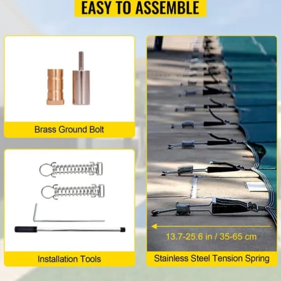 18 x 38 fot poolskydd med kompletta tillbehör för 16 x 36 fot pool, höghållfast PP-material, utmärkt permeabilitet, lätt att montera