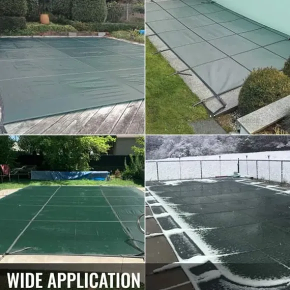 18 x 38 fot poolskydd med kompletta tillbehör för 16 x 36 fot pool, höghållfast PP-material, utmärkt permeabilitet, lätt att montera