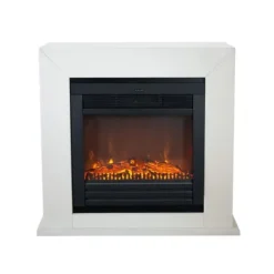 Adra ELU-MDW elektrisk spis - Vit MDF öppen spisram - 1400 Watt värme - fjärrkontroll