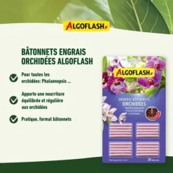 ALGOFLASH Gödningsmedel för orkidéer - 20 stift - Verkan i upp till 3 månader