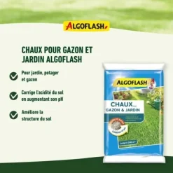 ALGOFLASH Kalk för gräsmattor och trädgårdar - 10 kg