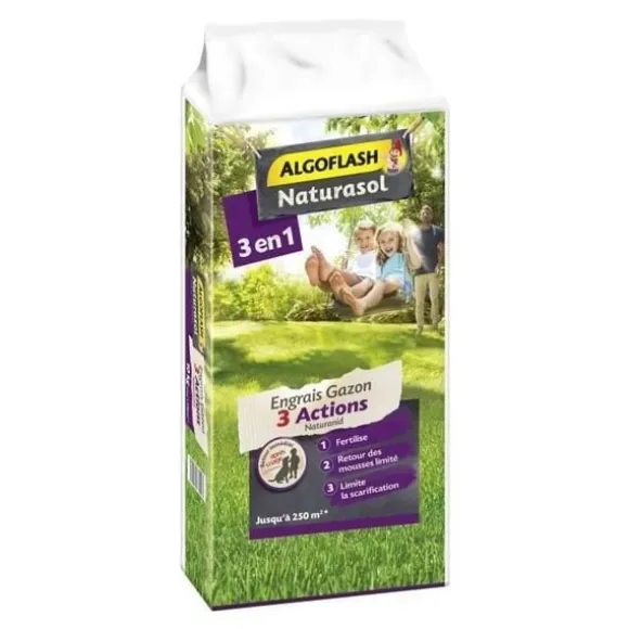 ALGOFLASH NATURASOL Gräsmatta Gödselmedel AG3BIO250 3 Actions Naturanid - 10 kg
