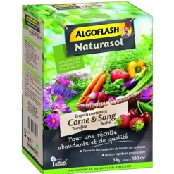 ALGOFLASH NATURASOL Naturgödsel - Rostad horn och torkat blod - 3kg