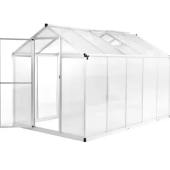 Aluminiumväxthus 302x190x195 cm - Rymligt & UV-beständigt | Färg: Grå | Storlek: 302x190x195 cm