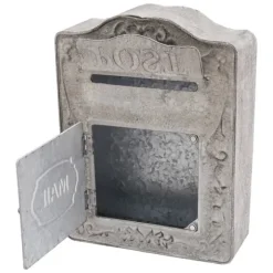 Antik brevlåda - Väggmonterad postlåda - Låsbar - Rustik vintage stil - För hem och trädgård - Dekorativ - Grå