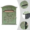 Antik brevlåda - Väggmonterad postlåda - Låsbar - Vintage rustik design - Dekorativ - För utomhus, hem och trädgård - Grön