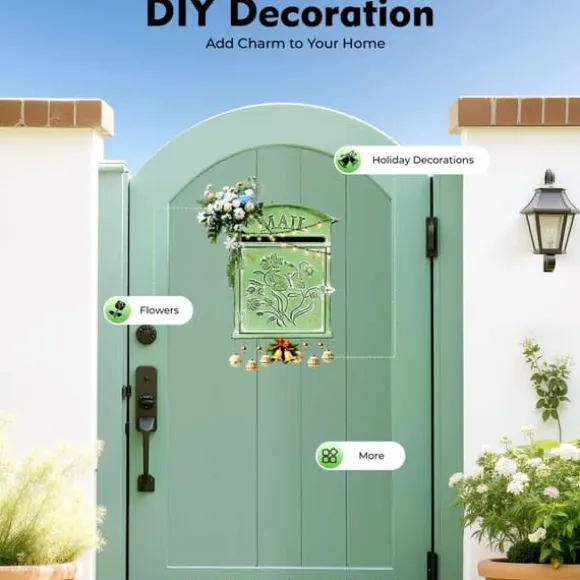 Antik brevlåda - Väggmonterad postlåda - Låsbar - Vintage rustik design - Dekorativ - För utomhus, hem och trädgård - Grön