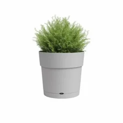 ARTEVASI CAPRI STOR rund blomkruka - Plast - Vattenbehållare - diameter 30 cm - Ljusgrå - L 29,5 XP 29,5 H 28,2 cm