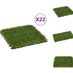 Artificiell flora - Living Konstgräsplattor 22 st grön 30x30 cm