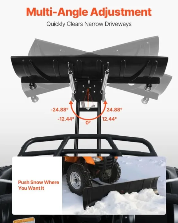 ATV/UTV snöblad - Snöplogssats med universalfäste - Bredd 152 cm - Höjd- och sidjusterbart - Snabbfäste - Stålblad - Tre monteringsalternativ