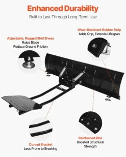 ATV/UTV snöblad - Snöplogssats med universalfäste - Bredd 152 cm - Höjd- och sidjusterbart - Snabbfäste - Stålblad - Tre monteringsalternativ
