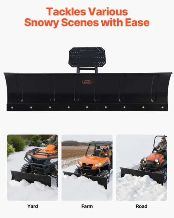 ATV/UTV snöblad - Snöplogssats med universalfäste - Bredd 152 cm - Höjd- och sidjusterbart - Snabbfäste - Stålblad - Tre monteringsalternativ