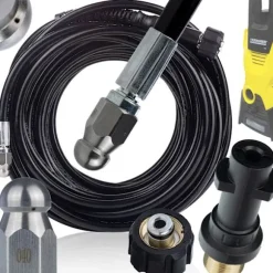 Avloppsrensarslang 20m M22-Bajonett – Utbytbar Munstycke | 200 Bar | Kompatibel med Karcher K2, K5, K7