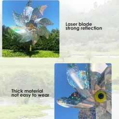 Avvisningshjul för fågelblindare, reflekterande fågelkontroll Högreflekterande fågelskrämmare Windmill Wind Energy Bird Scare (2st)