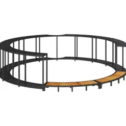 Badkarsram med förvaring och trappsteg i trä | Färg: Svart | Storlek: Anpassad för bärbara spa