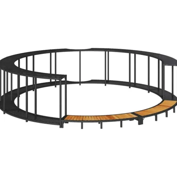 Badkarsram med förvaring och trappsteg i trä | Färg: Svart | Storlek: Anpassad för bärbara spa