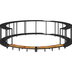 Badkarsram med förvaring och trappsteg i trä | Färg: Svart | Storlek: Anpassad för bärbara spa