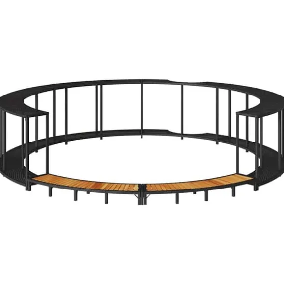 Badkarsram med förvaring och trappsteg i trä | Färg: Svart | Storlek: Anpassad för bärbara spa