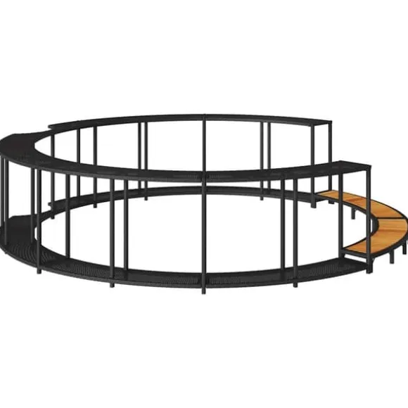 Badkarsram med förvaring och trappsteg i trä | Färg: Svart | Storlek: Anpassad för bärbara spa