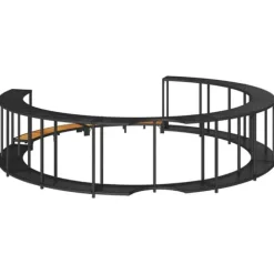 Badkarsram med förvaring och trappsteg i trä | Färg: Svart | Storlek: Anpassad för bärbara spa