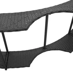 Badkarsram med förvaring och trappsteg i trä | Färg: Svart | Storlek: Anpassad för bärbara spa