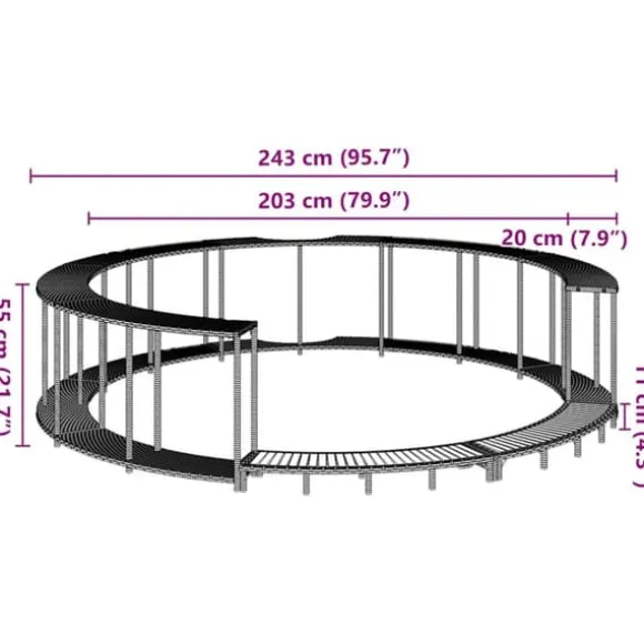 Badkarsram med förvaring och trappsteg i trä | Färg: Svart | Storlek: Anpassad för bärbara spa