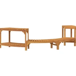 Badsurrund halvrund Brun 272 x 120 x 55,5 cm Massivt Akaciaträ