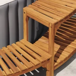 Badsurrund halvrund Brun 272 x 120 x 55,5 cm Massivt Akaciaträ