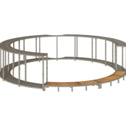 Badtunna infattning med förvaring och trappsteg i trä | Färg: Grå | Storlek: Standard