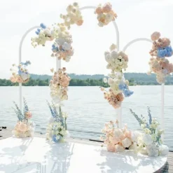Bakgrundsbåge i metall - Bröllopsbåge/ballongbåge ställ - Set om 3 - XL - Vit