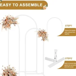 Bakgrundsbåge i metall - Bröllopsbåge/ballongbåge ställ - Set om 3 - XL - Vit