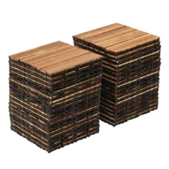 Balkong- och trallplattor i trä - Klickgolv 30×30 cm, 36-pack - Halkskydd - Vattentåliga - Inne/ute - Brun