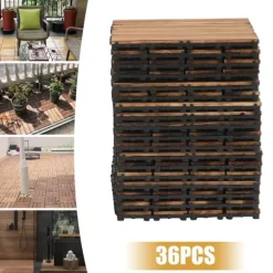 Balkong- och trallplattor i trä - Klickgolv 30×30 cm, 36-pack - Halkskydd - Vattentåliga - Inne/ute - Brun