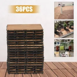 Balkong- och trallplattor i trä - Klickgolv 30×30 cm, 36-pack - Halkskydd - Vattentåliga - Inne/ute - Brun