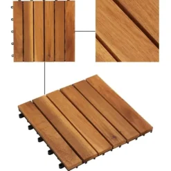 Balkongplattor av Akaciaträ (Vertikalt mönster) 30 x 30 cm 10 st - Golvbeläggning