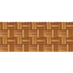 Balkongplattor av Akaciaträ 30x30 cm - Väderbeständiga och halkfria | Antal: 10 st | Färg: Naturlig trä | Storlek: 30x30 cm