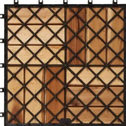 Balkongplattor av Akaciaträ 30x30 cm - Väderbeständiga och halkfria | Antal: 10 st | Färg: Naturlig trä | Storlek: 30x30 cm