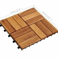 Balkongplattor av Akaciaträ 30x30 cm - Väderbeständiga och halkfria | Antal: 10 st | Färg: Naturlig trä | Storlek: 30x30 cm