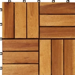 Balkongplattor i akaciaträ | 30 st plattor 30x30 cm | Färg: Naturlig | Väderbeständiga och halkfria