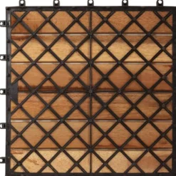 Balkongplattor med vertikal design - 30 st i akaciaträ | Färg: Natur | Storlek: 30x30 cm