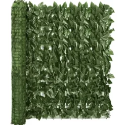 Balkongskärm mörkgröna blad 400x100 cm