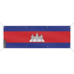 Banderoll - Kambodja - 190x570 cm - Polyester - 8 öglor - Digitaltryck