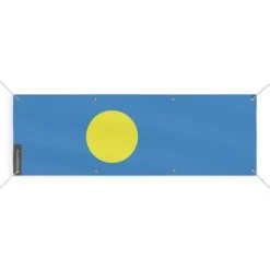 Banner - PIXELFORMA - Palau flag - 8 eyelets - 140x420 cm - Durable polyester