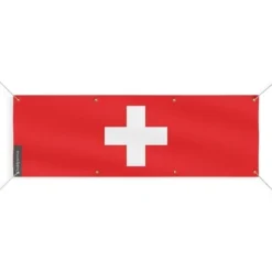 Banner - PIXELFORMA - Schweiz flagga - 90x270 cm - 8 öljetter - Slitstark polyester
